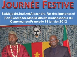 Sa Majesté Joukwé Alexandre, Roi des bamenas et  Son Excellence Mbella Mbella Ambassadeur du Cameroun en France le 14 janvier 2013